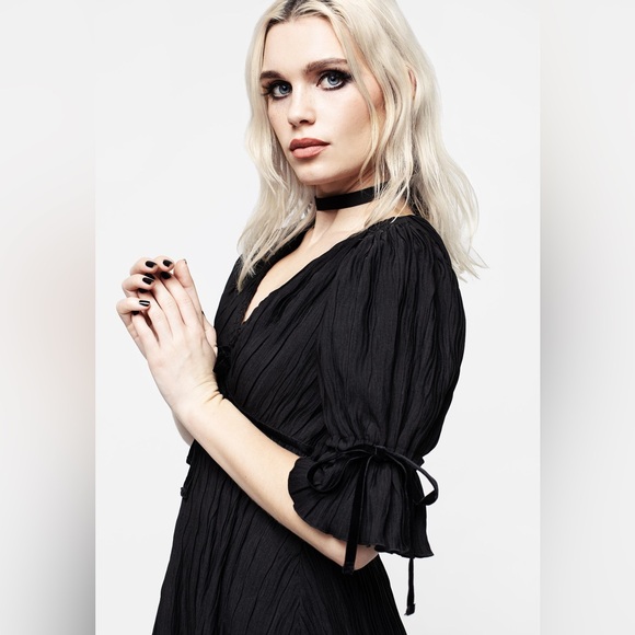 NWT Disturbia Belial Crinkle Velour Ribbon Midaxi Dress US 12 / UK 16 - Picture 3 of 6